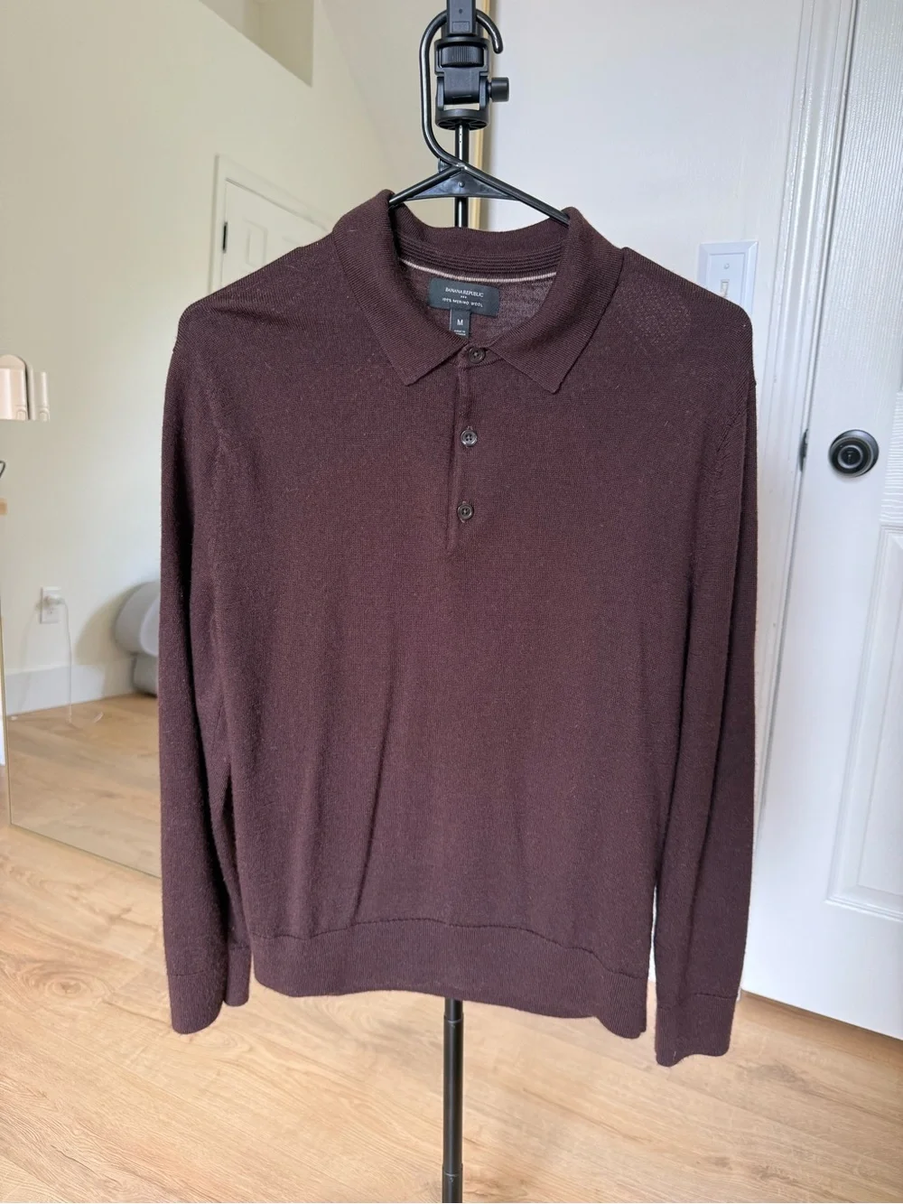 Banana Republic Dark Brown Long-Sleeve Polo